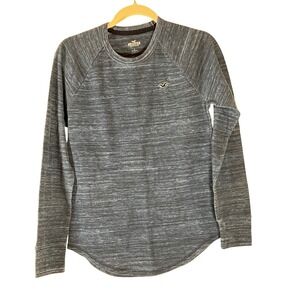 Hollister Men's Blue Gray Waffle Knit Long‎ Sleeve Crew Neck Casual Top Shirt